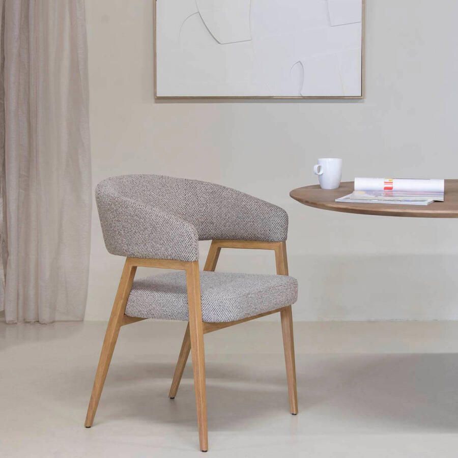 DÉJA Living Eetkamerstoel Fureso Taupe Naturel Set van 2 - Foto 2