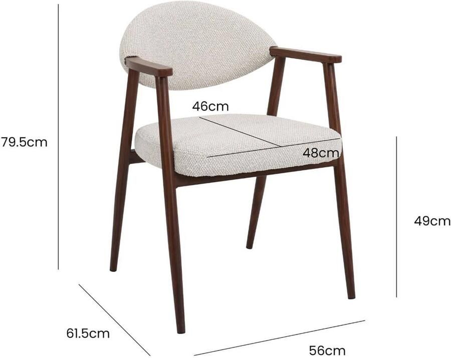 Déja Living DÉJA Living Eetkamerstoel Karup Beige Naturel Set van 2 - Foto 2