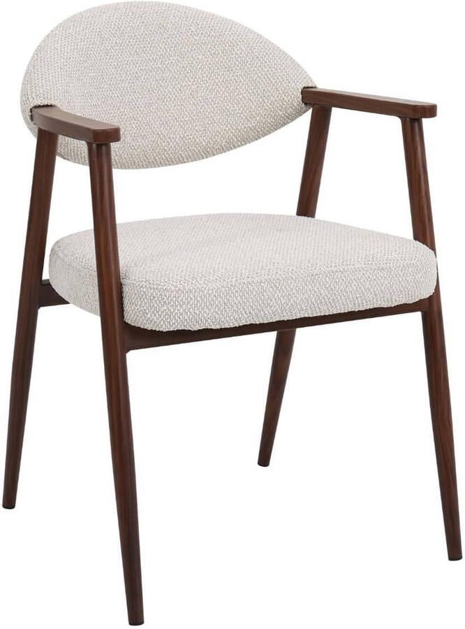Déja Living DÉJA Living Eetkamerstoel Karup Beige Walnoot Set van 2