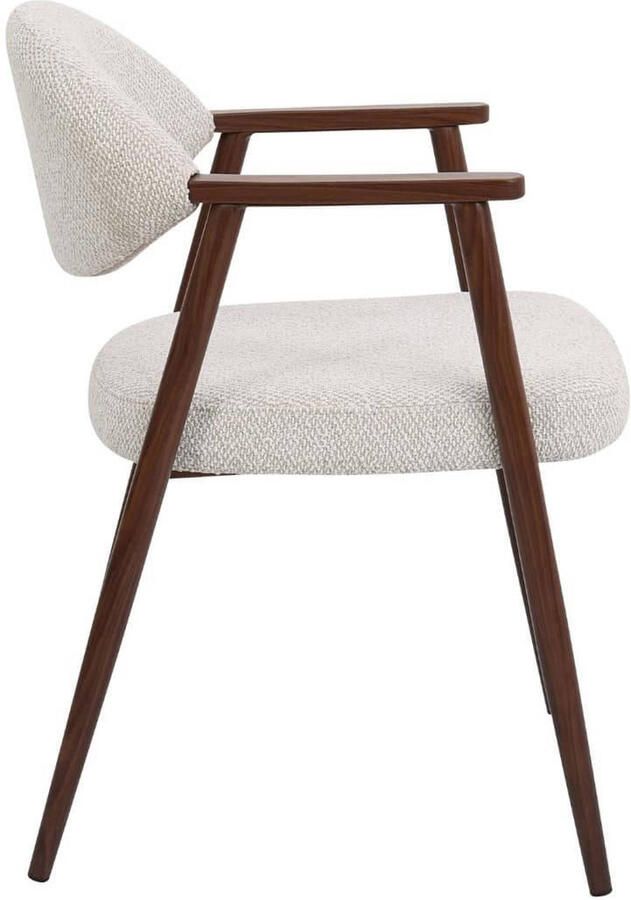 Déja Living DÉJA Living Eetkamerstoel Karup Beige Walnoot Set van 2 - Foto 3