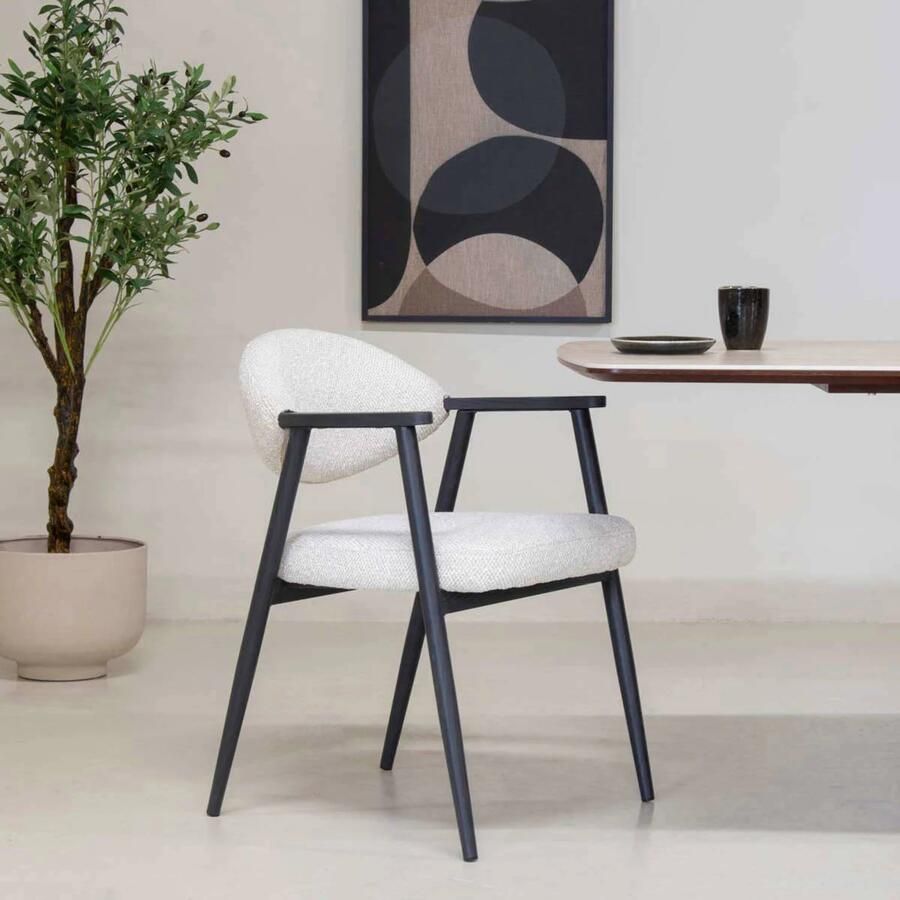 Déja Living DÉJA Living Eetkamerstoel Karup Beige Zwart Set van 2 - Foto 2