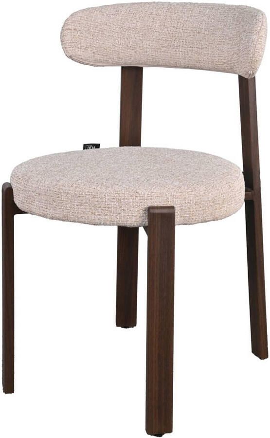 Déja Living DÉJA Living Eetkamerstoel Lagan Beige Walnoot Stof Set van 2