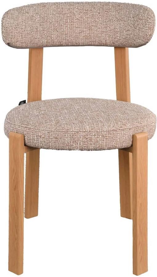Déja Living DÉJA Living Eetkamerstoel Lagan Taupe Naturel Stof Set van 2 - Foto 2