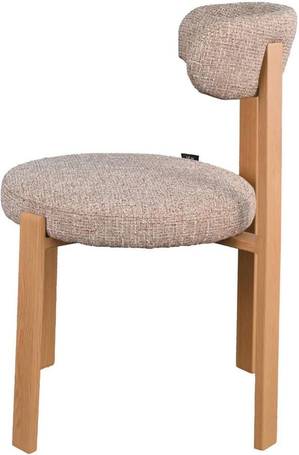 Déja Living DÉJA Living Eetkamerstoel Lagan Taupe Naturel Stof Set van 2 - Foto 3