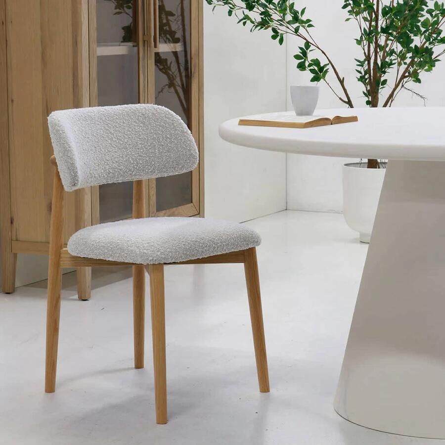 Giga Meubel Eetkamerstoel Lexi Eikenhout Polyester Beige Set van 2 - Foto 2