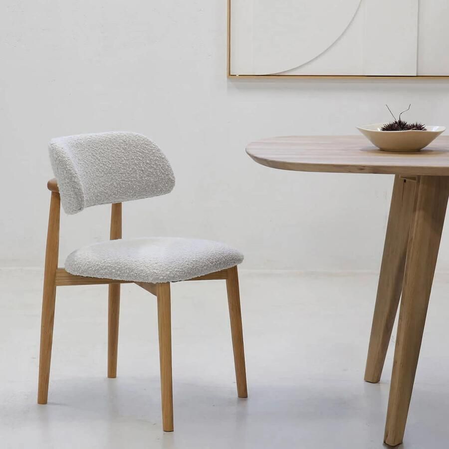 Giga Meubel Eetkamerstoel Lexi Eikenhout Polyester Beige Set van 2 - Foto 3