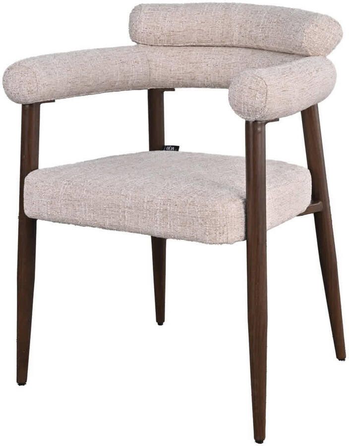 Déja Living DÉJA Living Eetkamerstoel Lidingö Beige Walnoot Stof Set van 2