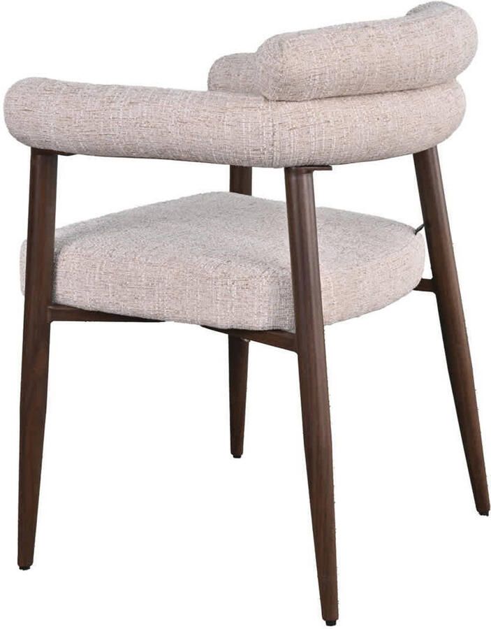 Déja Living DÉJA Living Eetkamerstoel Lidingö Beige Walnoot Stof Set van 2 - Foto 3