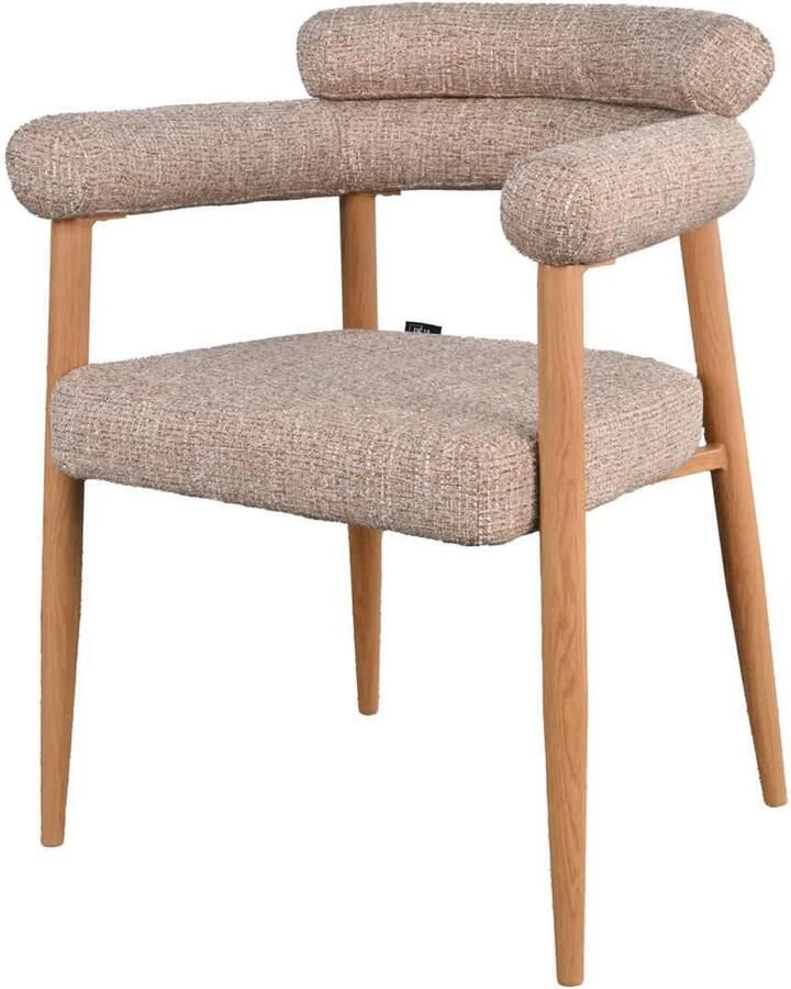 Déja Living DÉJA Living Eetkamerstoel Lidingö Taupe Naturel Stof Set van 2