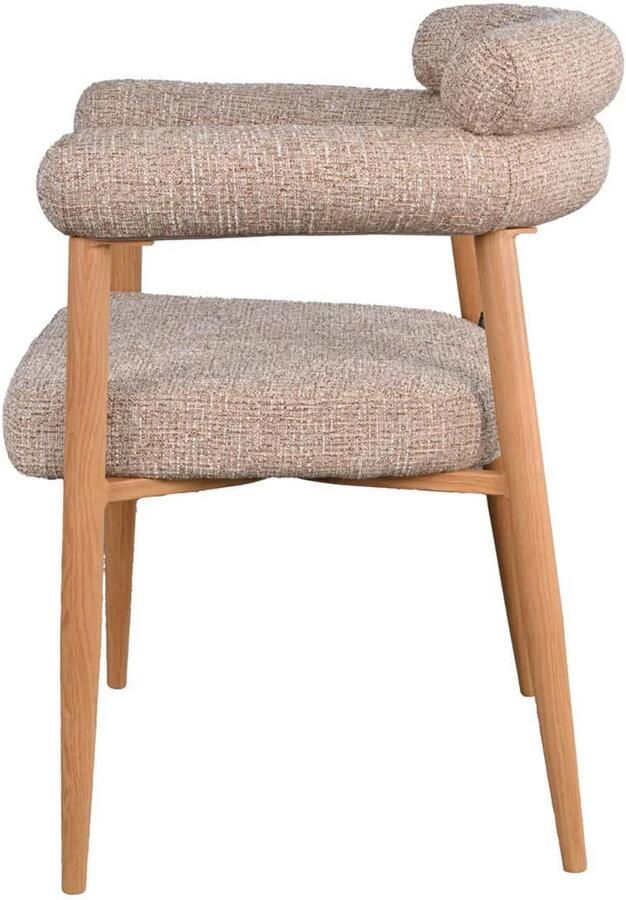 Déja Living DÉJA Living Eetkamerstoel Lidingö Taupe Naturel Stof Set van 2 - Foto 3