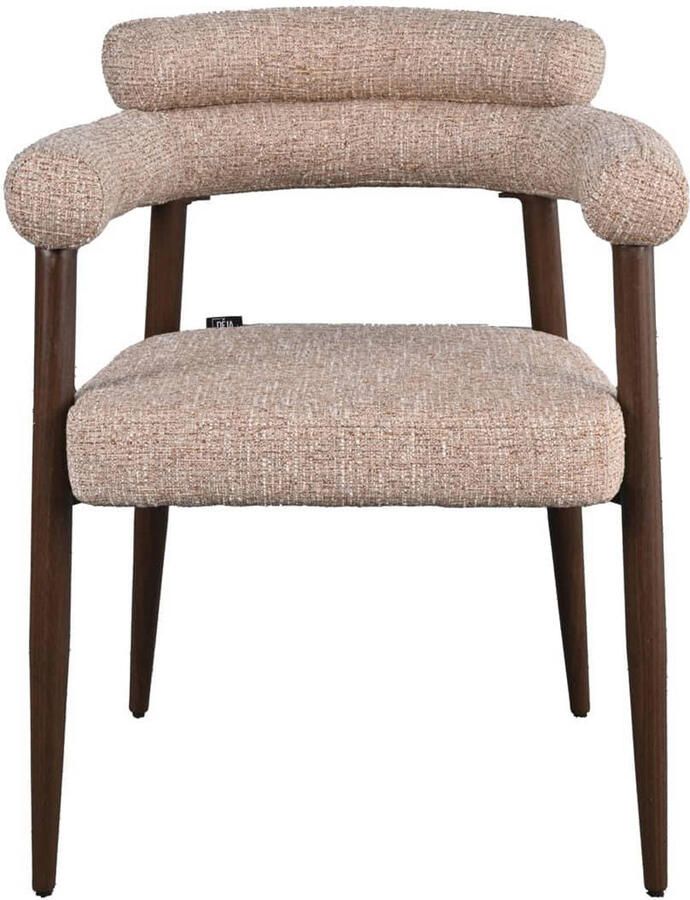 Déja Living DÉJA Living Eetkamerstoel Lidingö Taupe Walnoot Stof Set van 2 - Foto 2