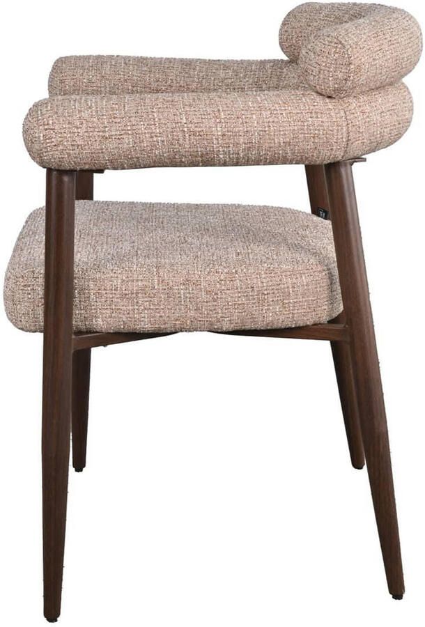 Déja Living DÉJA Living Eetkamerstoel Lidingö Taupe Walnoot Stof Set van 2 - Foto 3