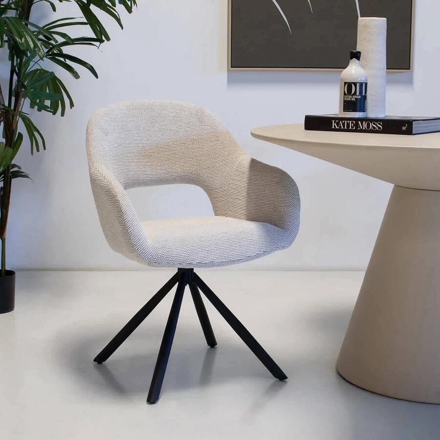 DÉJA Living Eetkamerstoel Beige Zithoogte 47cm Livia Set van 2