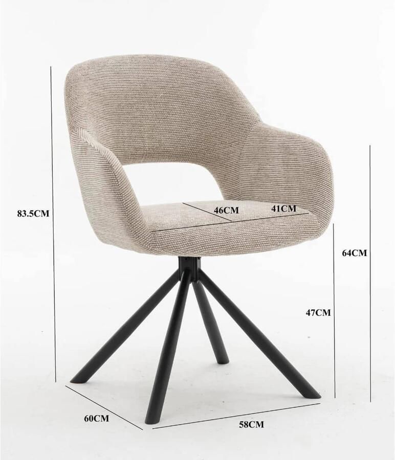 DÉJA Living Eetkamerstoel Taupe Zithoogte 47cm Livia Set van 2 - Foto 2