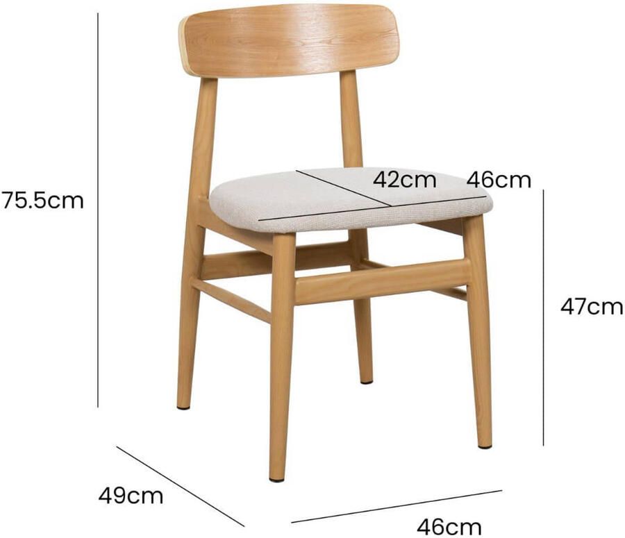 Giga Meubel Eetkamerstoel Liza 46x49x76cm Stof Walnoot Set van 2 - Foto 2