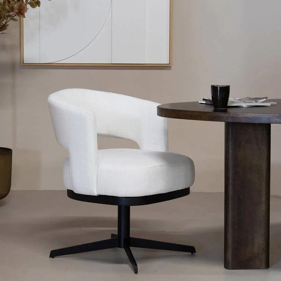 DÉJA Living Eetkamerstoel Beige Design Stof|Metaal Louis Set van 2