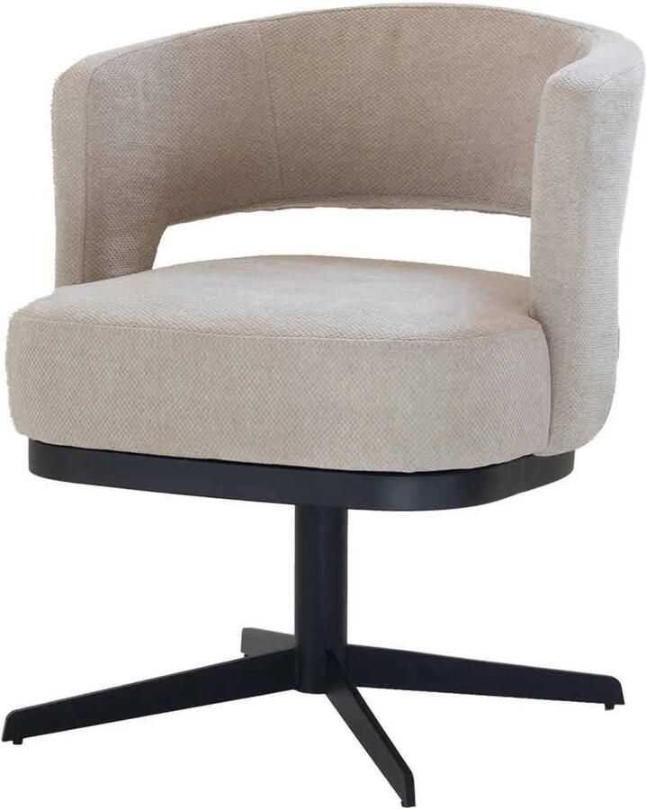 DÉJA Living Eetkamerstoel Taupe Design Stof|Metaal Louis Set van 2