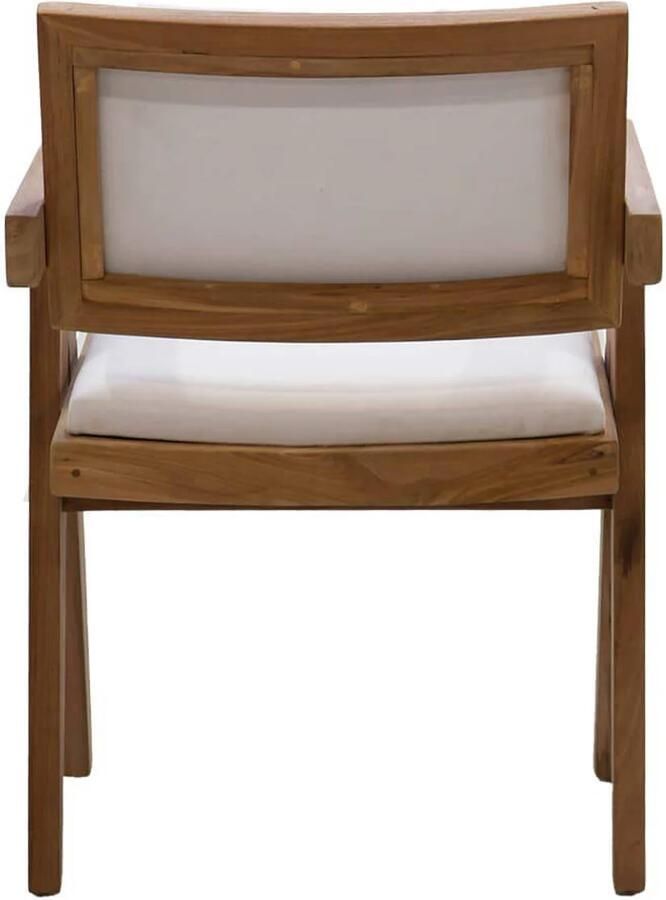 DÉJA Living Eetkamerstoel Lowen Stof Teakhout Beige Met Armleuning Set van 2 - Foto 4