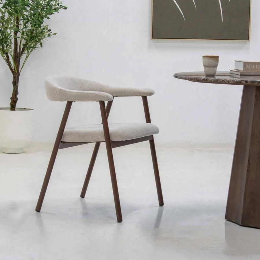 Giga Meubel Eetkamerstoel Mila Beige Walnoot Zithoogte 48cm (set van 2) - Foto 2