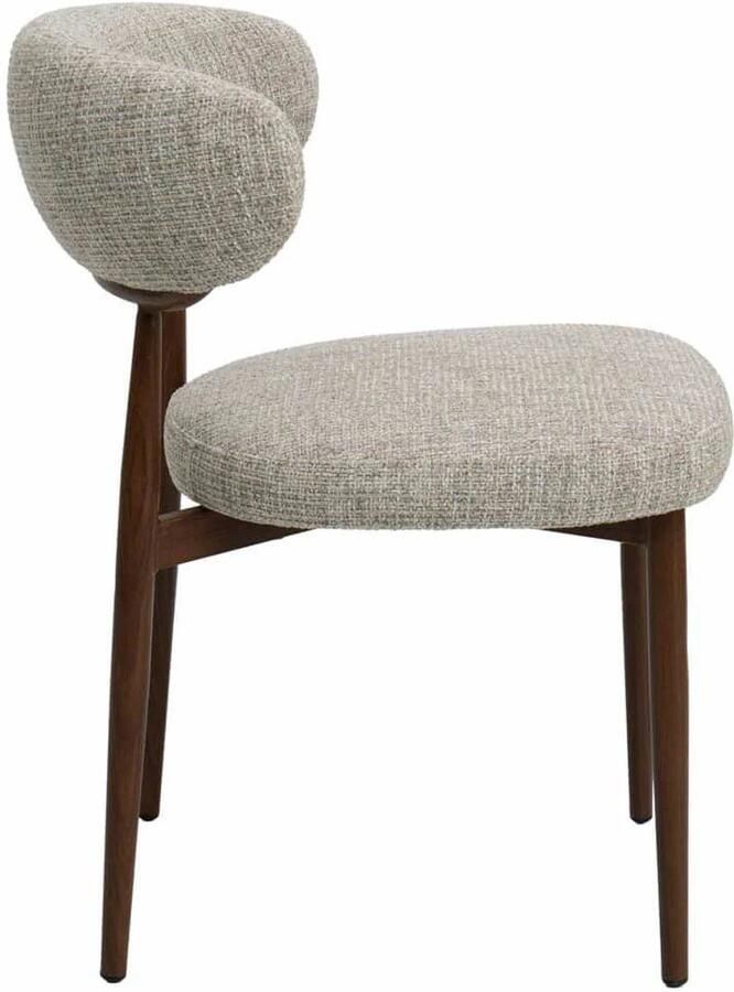 DÉJA Living Eetkamerstoel Milan Beige Walnoot Stof Set van 2 - Foto 2