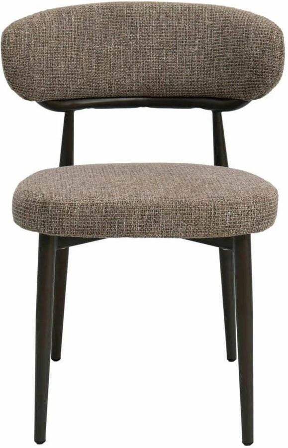 DÉJA Living Eetkamerstoel Milan Taupe Brons Stof Set van 2
