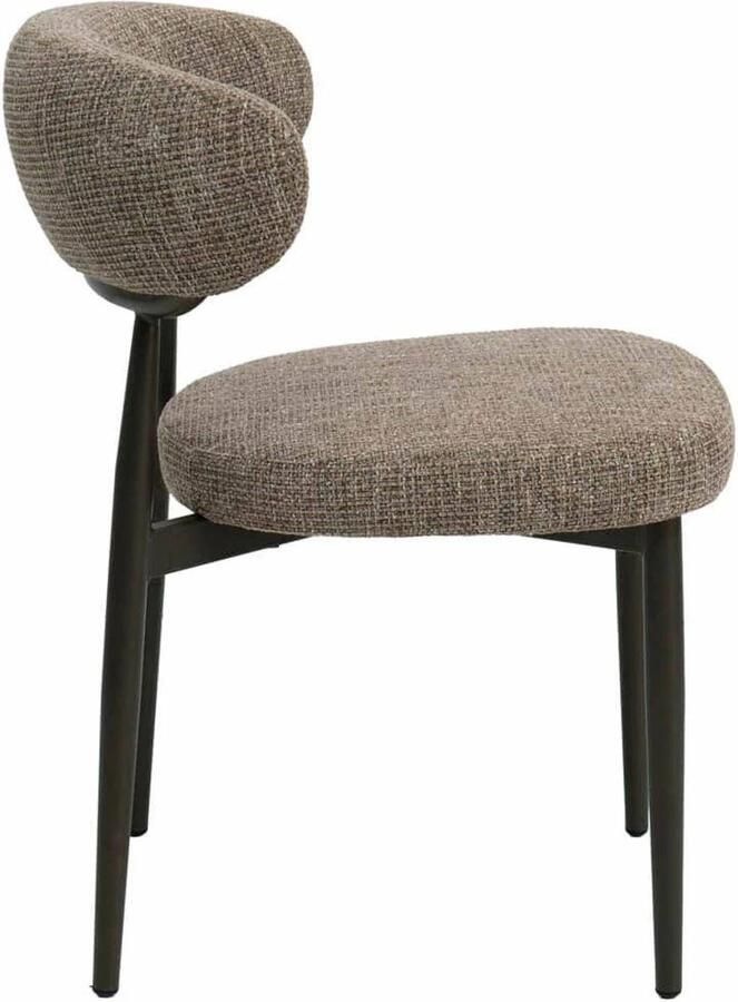 DÉJA Living Eetkamerstoel Milan Taupe Brons Stof Set van 2 - Foto 3