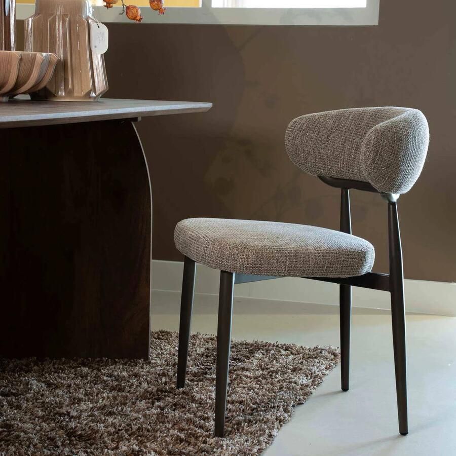 DÉJA Living Eetkamerstoel Milan Taupe Brons Stof Set van 2 - Foto 2
