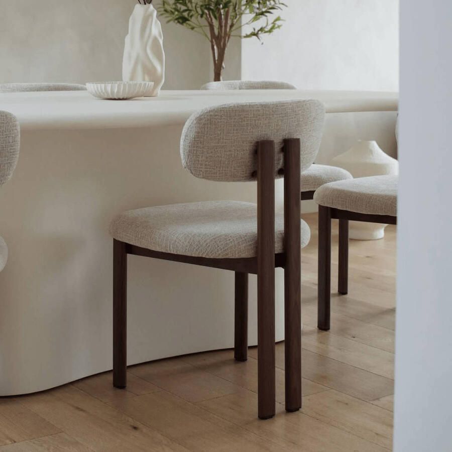 Giga Meubel Eetkamerstoel Noor Stof Staal Beige Walnoot Set van 2 - Foto 3