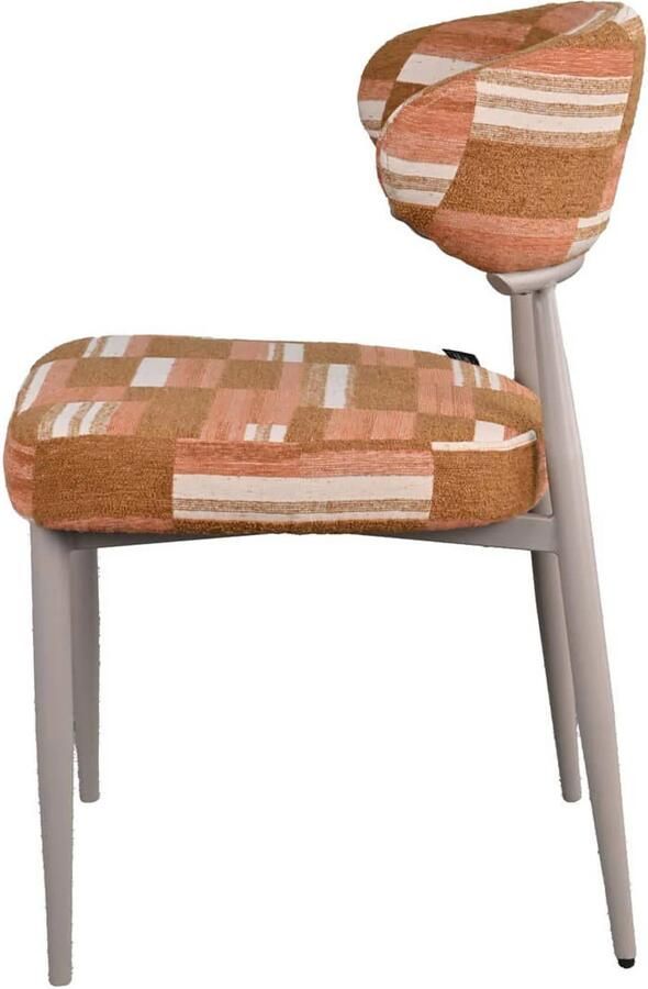 Déja Living DÉJA Living Eetkamerstoel Nora Terracotta Greige Stof Set van 2 - Foto 2