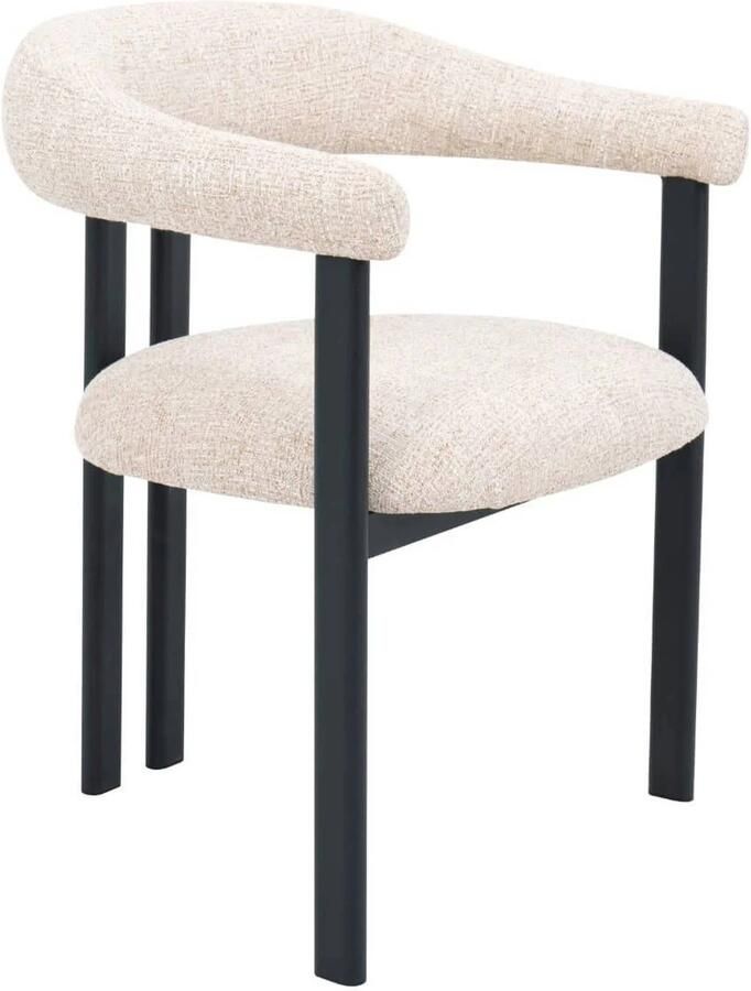 Déja Living DÉJA Living Eetkamerstoel Odense Stof Taupe Zwart Set van 2