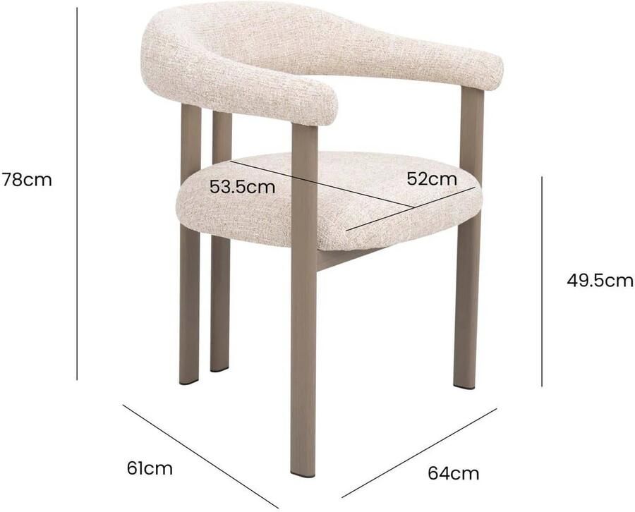 Déja Living DÉJA Living Eetkamerstoel Odense Stof Taupe Zwart Set van 2 - Foto 3