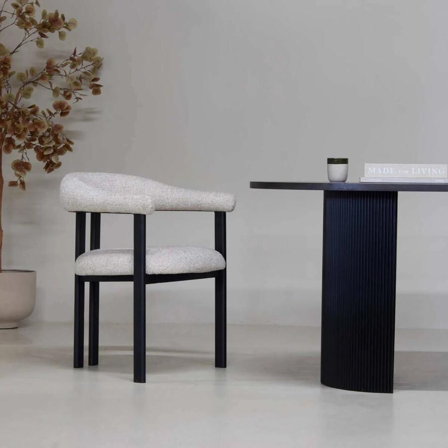 Déja Living DÉJA Living Eetkamerstoel Odense Stof Taupe Zwart Set van 2 - Foto 2