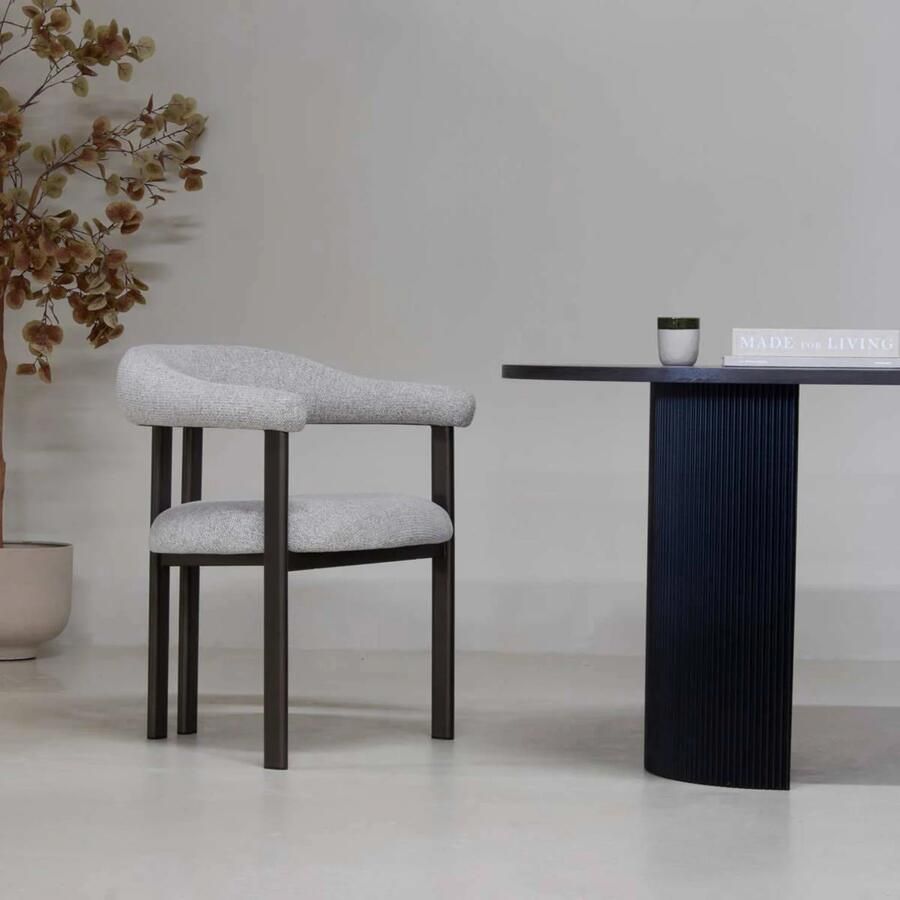 Déja Living DÉJA Living Eetkamerstoel Odense Stof Taupe Brons Set van 2 - Foto 2