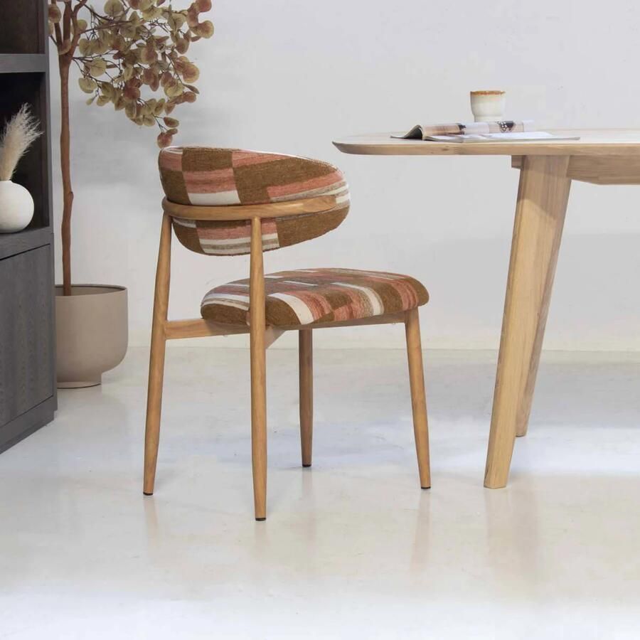 DÉJA Living Eetkamerstoel Skara Terracotta Naturel Set van 2 - Foto 2