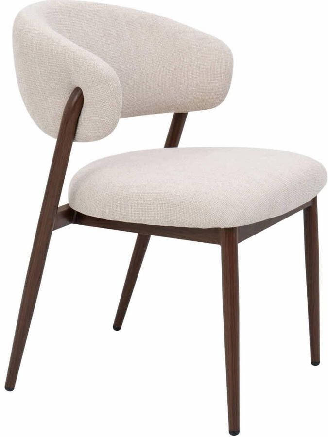 DÉJA Living Eetkamerstoel Skive Stof Beige Walnoot Set van 2