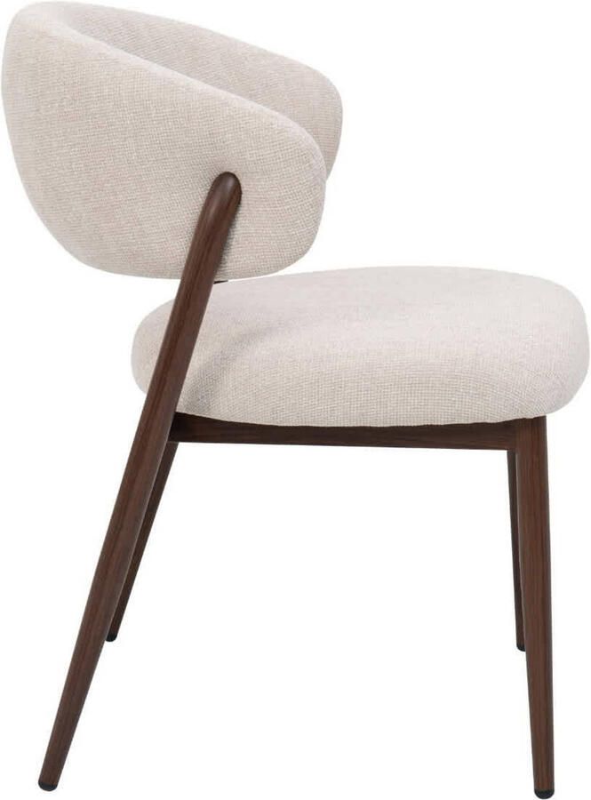 DÉJA Living Eetkamerstoel Skive Stof Beige Walnoot Set van 2 - Foto 2