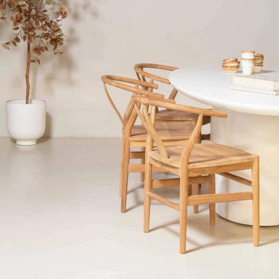 DÉJA Living Eetkamerstoel Skye Teakhout Naturel Set van 2 - Foto 3