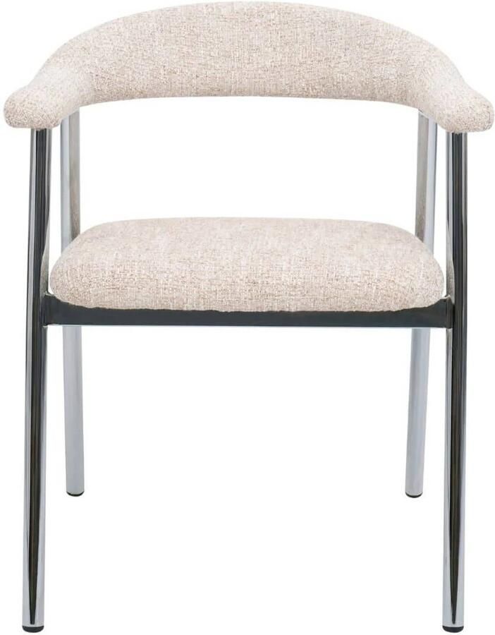 DÉJA Living Eetkamerstoel Sorø Beige Chrome Set van 2 - Foto 2