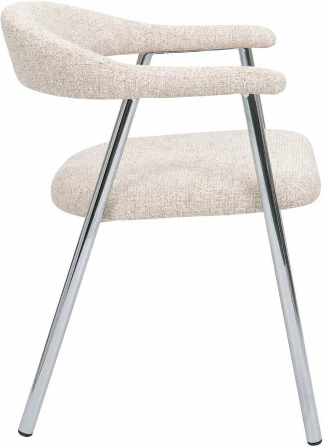 DÉJA Living Eetkamerstoel Sorø Beige Chrome Set van 2 - Foto 3