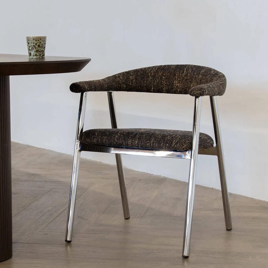 DÉJA Living Eetkamerstoel Sorø Donkerbruin Chrome Set van 2 - Foto 3