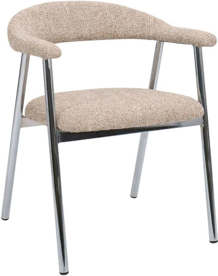 Giga Meubel Eetkamerstoel Sorø Taupe Chrome Set van 2