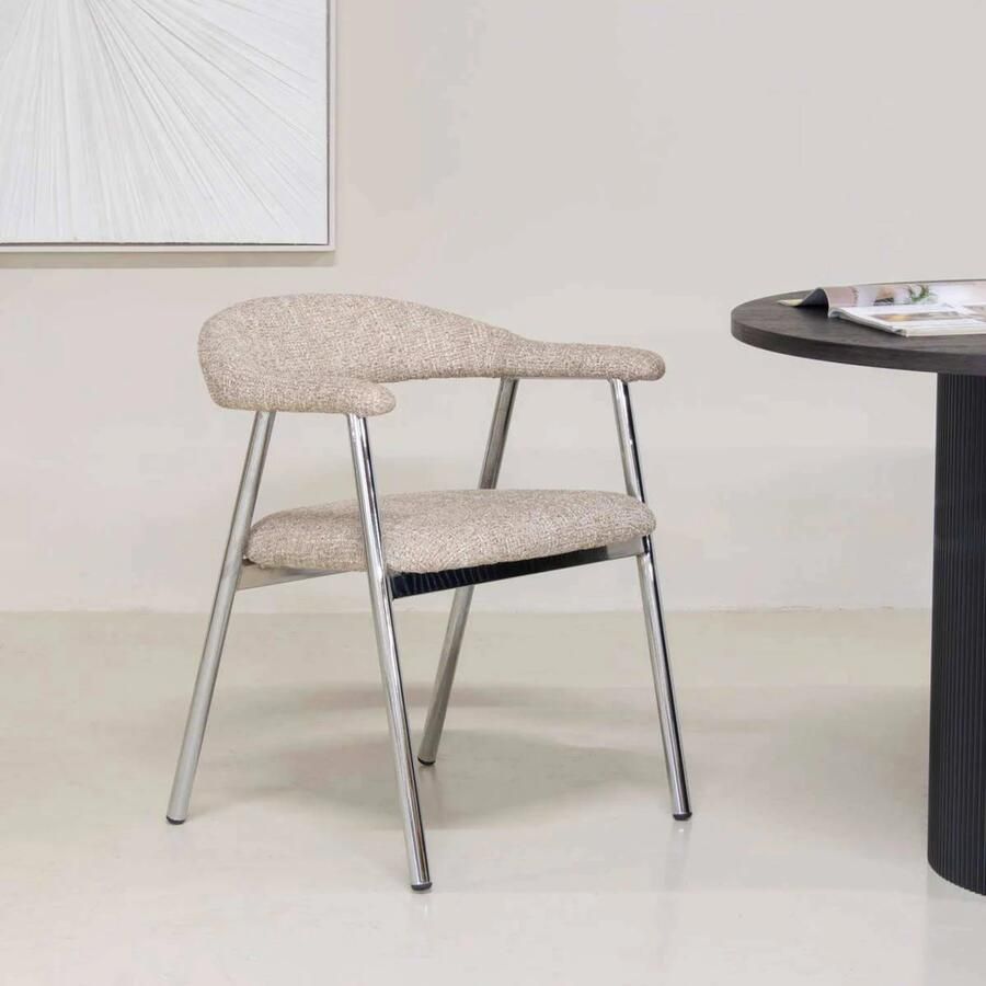 DÉJA Living Eetkamerstoel Sorø Taupe Chrome Set van 2 - Foto 2
