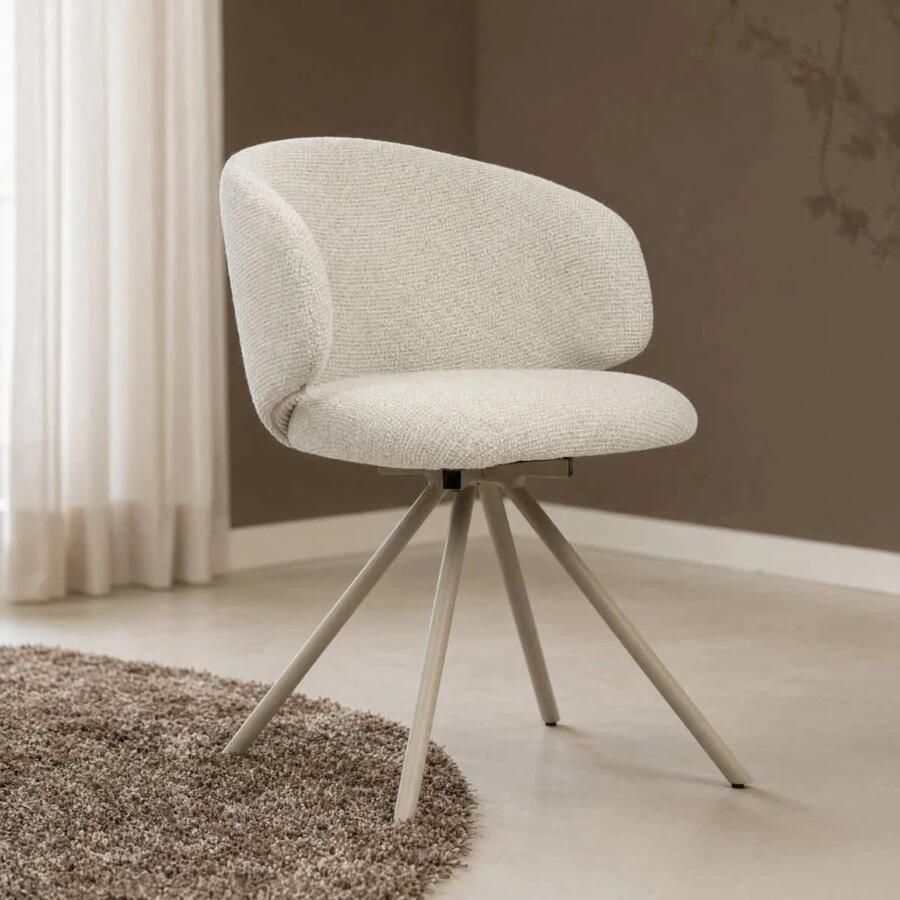 Giga Meubel Eetkamerstoel Sueca Beige Stof Draaibaar (set van 2)