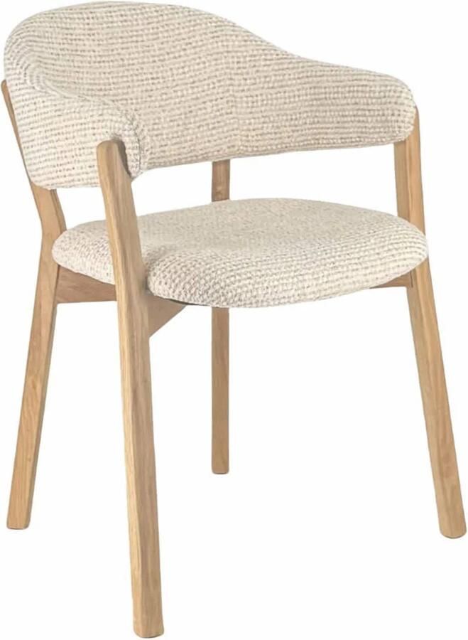 DÉJA Living Eetkamerstoel Uppsala Beige Naturel Stof Set van 2