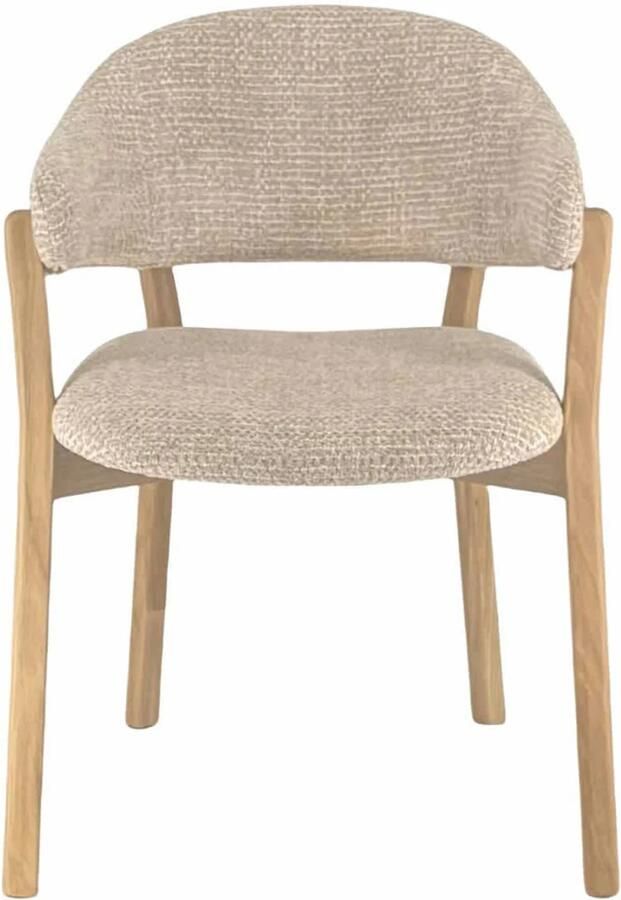 DÉJA Living Eetkamerstoel Uppsala Taupe Naturel Stof Set van 2 - Foto 3