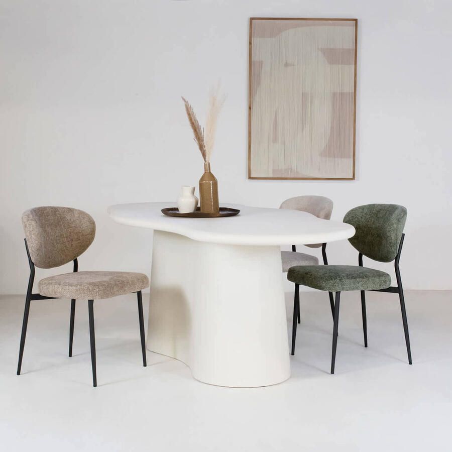 Giga Meubel Eetkamerstoel Stof Taupe Zithoogte 49cm 57x48x80cm Vajèn - Foto 3