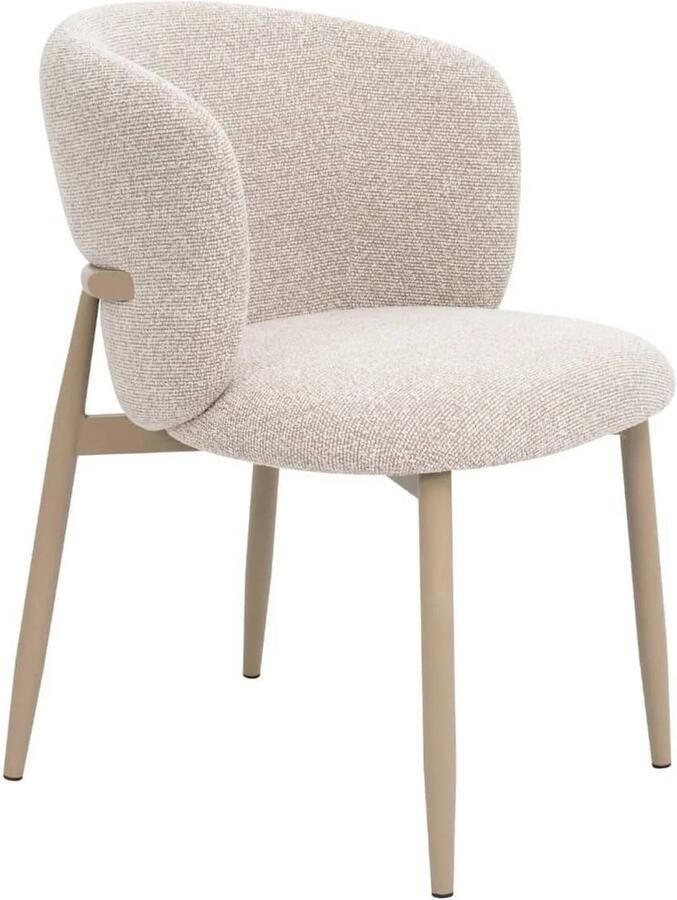 DÉJA Living Eetkamerstoel Varde Stof Beige Beige Set van 2