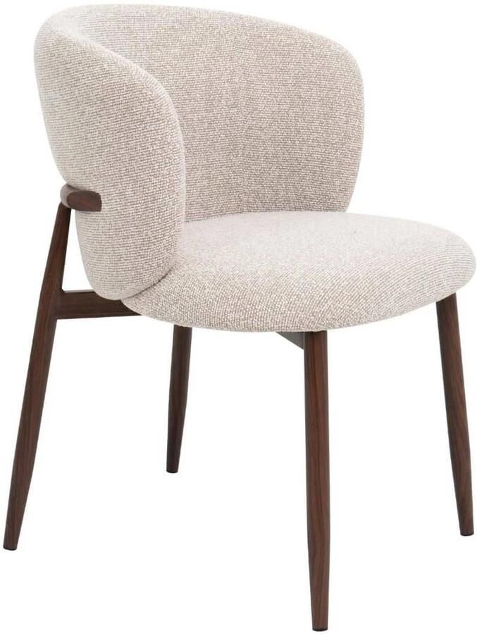 Giga Meubel Eetkamerstoel Varde Stof Beige Walnoot Set van 2