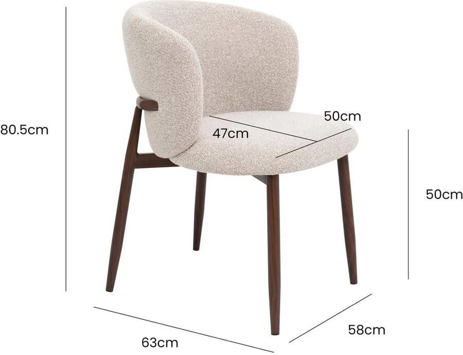 DÉJA Living Eetkamerstoel Varde Stof Taupe Beige Set van 2