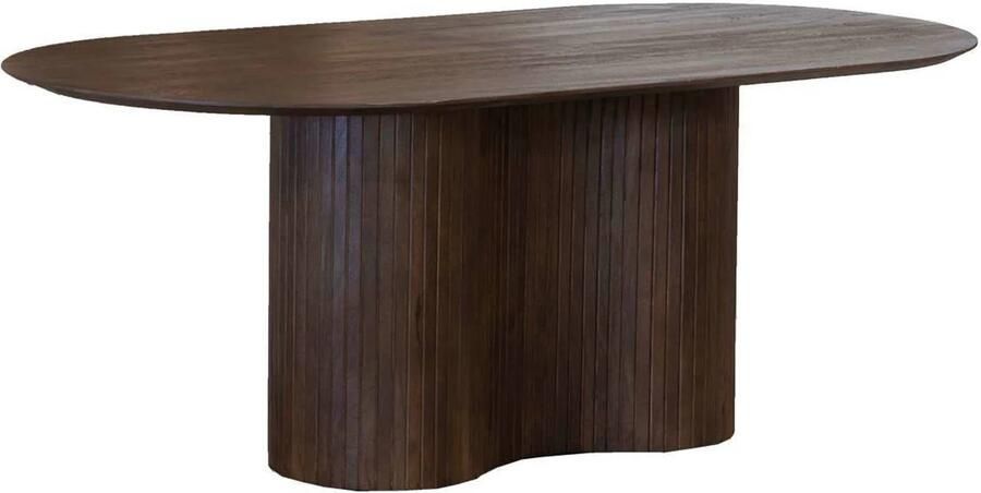 Giga Meubel Eettafel Ovaal 200cm Donkerbruine Tafel Mangohout Japandi Stijl Eettafel Ava - Foto 5